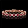 Image 1 : 15.2 CTW Ruby & Diamond Halo Bracelet 10K Rose Gold - REF-255N3Y - 40455