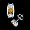 Image 4 : 2.18 CTW Intense Fancy Yellow Diamond Art Deco Stud Earrings 18K White Gold - REF-254X5T - 37770