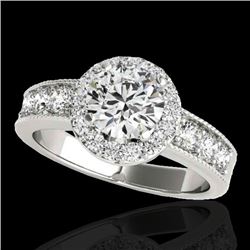 2.1 CTW H-SI/I Certified Diamond Solitaire Halo Ring 10K White Gold - REF-308T2M - 34540
