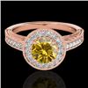 Image 1 : 1.5 CTW Certified Si/I Fancy Intense Yellow Diamond Solitaire Halo Ring 10K Rose Gold - REF-200K2W -