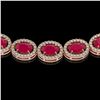 Image 4 : 34.11 CTW Ruby & Diamond Halo Necklace 10K Rose Gold - REF-562X9T - 40404