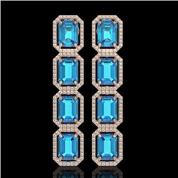 18.99 CTW Swiss Topaz & Diamond Halo Earrings 10K Rose Gold - REF-184A4X - 41604
