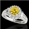 Image 1 : 1.9 CTW Certified Si/I Fancy Intense Yellow Diamond Solitaire Halo Ring 10K White Gold - REF-206W4F 