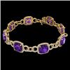 Image 2 : 30 CTW Amethyst & Micro VS/SI Diamond Bracelet 14K Yellow Gold - REF-368T9M - 23017