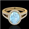 Image 1 : 3 CTW Aquamarine & Micro VS/SI Diamond Halo Solitaire Ring 18K Yellow Gold - REF-85A5X - 20931