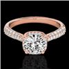 Image 1 : 1.5 CTW H-SI/I Certified Diamond Solitaire Halo Ring 10K Rose Gold - REF-177N6Y - 33259