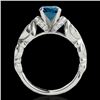 Image 2 : 1.2 CTW Si Certified Fancy Blue Diamond Solitaire Antique Ring 10K White Gold - REF-161W8F - 34680