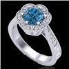 Image 1 : 1.33 CTW Fancy Intense Blue Diamond Solitaire Art Deco Ring 18K White Gold - REF-227H3A - 37957