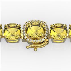 35 CTW Citrine & Micro Pave VS/SI Diamond Halo Bracelet 14K Yellow Gold - REF-134W2F - 23304