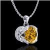 Image 4 : 1.13 CTW Intense Fancy Yellow Diamond Art Deco Stud Necklace 18K White Gold - REF-136W4F - 37427