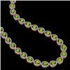 Image 2 : 33.6 CTW Peridot & Diamond Halo Necklace 10K Rose Gold - REF-675M3H - 41214