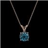 Image 4 : 1.01 CTW Certified Intense Blue SI Diamond Solitaire Necklace 10K Rose Gold - REF-111M2H - 36766