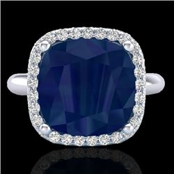 6 CTW Sapphire And Micro Pave Halo VS/SI Diamond Ring Solitaire 18K White Gold - REF-77Y3K - 23104