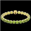 Image 2 : 40 CTW Peridot & Micro Pave VS/SI Diamond Halo Bracelet 14K Yellow Gold - REF-259X8T - 23318