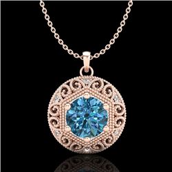 1.11 CTW Fancy Intense Blue Diamond Solitaire Art Deco Necklace 18K Rose Gold - REF-161X8T - 37566