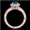 Image 2 : 1.69 CTW Si Certified Fancy Blue Diamond Solitaire Halo Ring 10K Rose Gold - REF-188A2X - 34111
