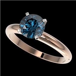 1.50 CTW Certified Intense Blue SI Diamond Solitaire Engagement Ring 10K Rose Gold - REF-240K2W - 32