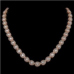 28.74 CTW Pear Diamond Designer Necklace 18K Rose Gold - REF-5269N3Y - 42642