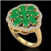 Image 1 : 4 CTW Emerald & VS/SI Diamond Cluster Designer Halo Ring 10K Yellow Gold - REF-60W9F - 20780