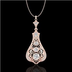 1.75 CTW VS/SI Diamond Solitaire Art Deco Stud Necklace 18K Rose Gold - REF-272N8Y - 36945