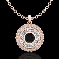 2.11 CTW Fancy Black Diamond Solitaire Art Deco Stud Necklace 18K Rose Gold - REF-180K2W - 37913