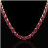 Image 2 : 68 CTW Ruby Eternity Designer Inspired Tennis Necklace 14K Yellow Gold - REF-234H9A - 23408