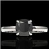 Image 1 : 3 CTW Cushion Cut Black VS/SI Diamond Solitaire Ring 18K White Gold - REF-86M4H - 22135