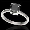 Image 2 : 3 CTW Cushion Cut Black VS/SI Diamond Solitaire Ring 18K White Gold - REF-86M4H - 22135