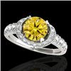 Image 1 : 1.75 CTW Certified Si/I Fancy Intense Yellow Diamond Solitaire Halo Ring 10K White Gold - REF-180F2N