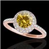 Image 1 : 2.15 CTW Certified Si/I Fancy Intense Yellow Diamond Solitaire Halo Ring 10K Rose Gold - REF-309N3Y 