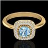 Image 1 : 1.16 CTW Sky Blue Topaz & Micro VS/SI Diamond Ring Solitaire Halo 18K Yellow Gold - REF-70W2F - 2102