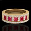 Image 1 : 2.34 CTW Ruby & Micro Pave VS/SI Diamond Designer Inspired Ring 10K Yellow Gold - REF-67M3H - 20827