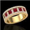 Image 2 : 2.34 CTW Ruby & Micro Pave VS/SI Diamond Designer Inspired Ring 10K Yellow Gold - REF-67M3H - 20827