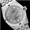 Image 1 : Rolex Men's Stainless Steel, QuickSet, Diam Dial & Diam/Ruby Bezel - REF-521X6Y