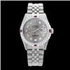 Image 2 : Rolex Men's Stainless Steel, QuickSet, Diam Dial & Diam/Ruby Bezel - REF-521X6Y