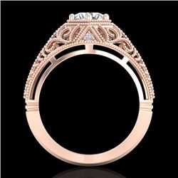 1.07 CTW VS/SI Diamond Solitaire Art Deco Ring 18K Rose Gold - REF-322M5H - 36918