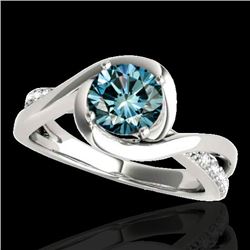 1.15 CTW Si Certified Fancy Blue Diamond Solitaire Ring 10K White Gold - REF-150N9Y - 34840