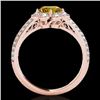 Image 2 : 1.5 CTW Certified Si/I Fancy Intense Yellow Diamond Solitaire Halo Ring 10K Rose Gold - REF-171Y6K -