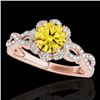 Image 1 : 1.69 CTW Certified Si/I Fancy Intense Yellow Diamond Solitaire Halo Ring 10K Rose Gold - REF-188M2H 