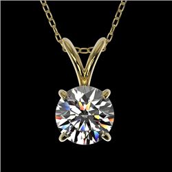 0.77 CTW Certified H-SI/I Quality Diamond Solitaire Necklace 10K Yellow Gold - REF-97K5W - 36741