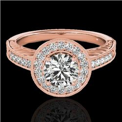 1.5 CTW H-SI/I Certified Diamond Solitaire Halo Ring 10K Rose Gold - REF-200T2M - 33743