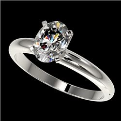 1.25 CTW Certified VS/SI Quality Oval Diamond Solitaire Ring 10K White Gold - REF-370H8A - 32913