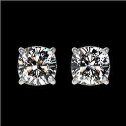 1 CTW Certified VS/SI Quality Cushion Cut Diamond Stud Earrings 10K White Gold - REF-147M2H - 33066