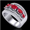 Image 2 : 2.25 CTW Ruby & Micro Pave VS/SI Diamond Designer Ring 10K White Gold - REF-71K3W - 20802