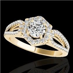 1.43 CTW H-SI/I Certified Diamond Solitaire Halo Ring 10K Yellow Gold - REF-170A9X - 34018