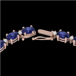 46.5 CTW Tanzanite & VS/SI Certified Diamond Eternity Necklace 10K Rose Gold - REF-439M5H - 29436