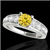 Image 1 : 3.05 CTW Certified Si/I Fancy Intense Yellow Diamond Solitaire Ring 10K White Gold - REF-343N6Y - 35