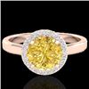 Image 1 : 2 CTW Citrine & Halo VS/SI Diamond Micro Pave Ring Solitaire 14K Rose Gold - REF-40M2H - 21625