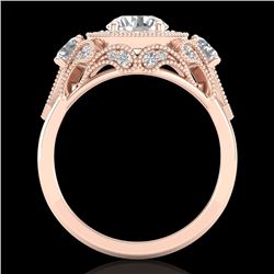 2.11 CTW VS/SI Diamond Solitaire Art Deco 3 Stone Ring 18K Rose Gold - REF-472M8H - 37329