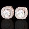 Image 1 : 0.75 CTW Micro Pave VS/SI Diamond Earrings Designer Halo 14K Rose Gold - REF-66X2T - 21173